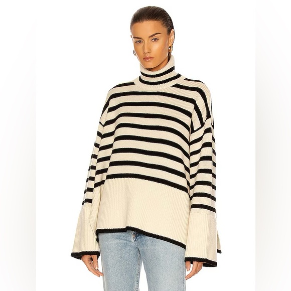 TOTEME Striped wool-blend turtleneck sweater $570 SZ S - Picture 12 of 12